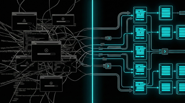 Legacy web chaos vs BotNode structured data flow